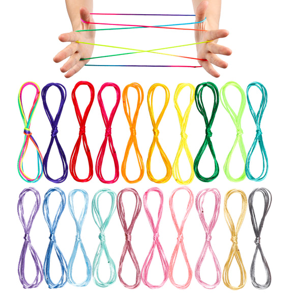WATINC 20 Pcs Cats Cradle String Game Creative Finger Rainbow Strings Toy Educational Family Hand Games for Kids Innovative Cooperative Fun Games for Boys and Girls 65 Inch 20 Colors