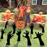 WATINC Set of 10 Halloween Black Hands Yard Signs with Stakes Zombie Skeleton Hand Silhouette Waterproof Lawn Signs Scary Party Decorations Supplies Photo Props for Outdoor Garden Patio Sidewalk