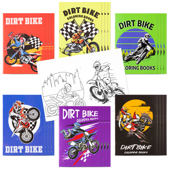 WATINC 24pcs Big Motorcycle Dirt Bike Coloring Books for All Age Kids, Educational Gifts Cool Vehicles for Preschooler & Kindergarten, DIY Art Color Activity Book Learning Materials with Multi Pattern