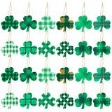 WATINC 25 Pack Clover Wooden Ornament, Classic Styles of St. Patrick’s Day Hanging Wooden Pendant, Clover Shaped Cutouts Tree Pendant for Celebrate Irish Day Party,Saint Patty’s Day Home Hanging Decor