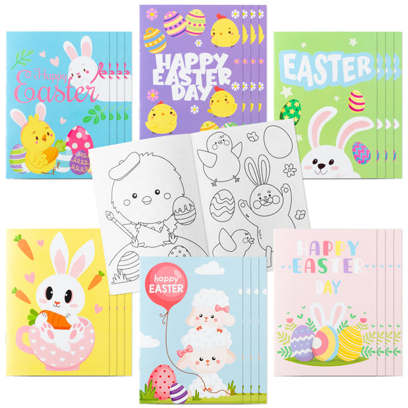 WATINC 24pcs Easter Coloring Books for Kids, DIY Art Book with Bunny Easter Egg Chick Pattern, Creativity Color Booklet for Birthday Gift, Easter Party Favor Goodie Bag Filler, Class Activity Supplies