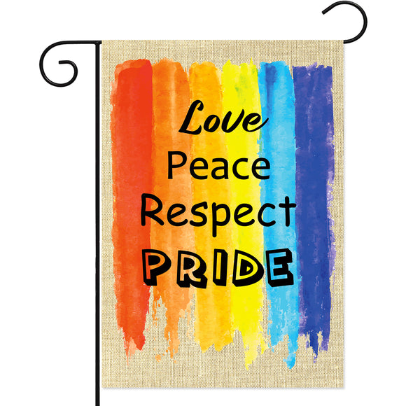 WATINC Peace and Love Garden Flag Burlap Gay Pride House Decor Support Respect Rainbow Supply for LGBT Lesbian Bisexual Transgender Group Activities Party Indoor Outdoor Double Sided 12.2 x 18.4 Inch