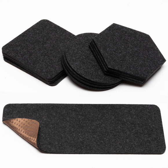 WATINC 13pcs Felt Drink Coasters Set include 4 Shapes, Plastic Non-Slip Dots Backing, Absorbent and Insulation Felt Coasters to Protect Furniture, Modern Decoration for Coffee Table, Housewarming Gift