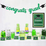 WATINC Graduation Green Black Candy Bar Sign Banner Set, Glitter Congrats Grad Banner and Tent Cards with Big Poster for 2021 Graduation Party Decor, Grad Party Favors Supplies for Buffet Bubbly Bar