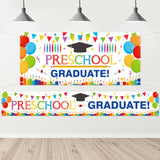 WATINC 2pcs Preschool Graduation Backdrop Banner, Kindergarten Congrats Grad Graduation Class of 2022 Background Decor, School Prom Celebration Graduate Party Photography Supplies Decoration for Kids