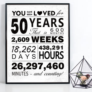 WATINC You Have Been Loved for 50 Years Poster, 11" x 14" Unframed Art Prints for 50th Birthday Decorations Party Supplies, 50th Anniversary Birthday Gifts for 50 Years Old Boys Girls Men Women