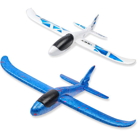 WATINC 2Pcs 17in Airplane, Manual Throwing, Fun, challenging, Outdoor Sports Toy, Model Foam Airplane, Blue & White Airplane (WT-Foam Airplane 2Pcs)