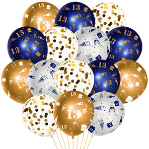 WATINC 36Pcs 13th Navy Blue and Gold Latex Balloons, 13 Years Old Birthday Confetti Balloon Party Decor, Anniversary Theme Photography Backdrop Favor Supplies Decoration for Teens Boys Girls (12 Inch)