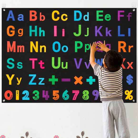 WATINC 151Pcs Alphabets Letters Numbers Felt Board Story Preschool Set Colorful ABC Letter Upper Lower Case Math Symbols Large Wall Storyboard Early Learning Play Kit for Toddlers Kids 41 x 30 Inch