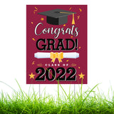 WATINC Graduation Yard Sign with Metal Stakes Congrats Grad Class of 2022 Double Sided Printing Waterproof Maroon Lawn Signs Party Decorations Supplies Photo Props for Outdoor Garden 11.8 x 16.9 Inch