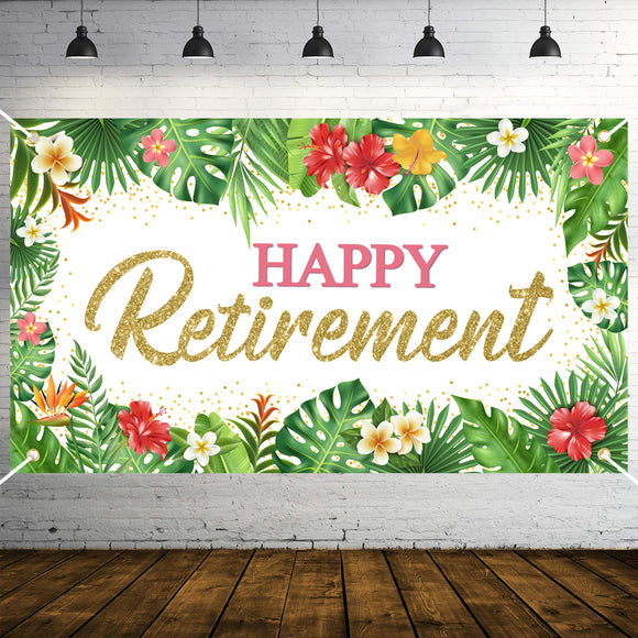 WATINC Tropical Beach Retirement Party Backdrop Banner Summer Happy Retirement Background Farewell Theme Congrats Retired Party Wall Decorations Supplies for Photography Studio Outdoor 78 x 45 Inch