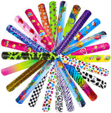 WATINC 36P Slap Bracelets Party Favors Pack (36 Different Designs) Slap Bands with Colorful Pattern for Easter Birthday Party Favors and School Classroom Prize