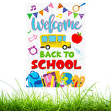 WATINC Welcome Back to School Yard Sign Double Sided Large Waterproof School Bus Lawn Signs First Day of School Teacher Office Classroom Party Decorations Supplies for Outdoor 11.8 x 16.9 Inch