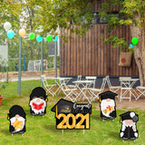 Roll over image to zoom in       WATINC Set of 5 Graduation Gnomes Yard Signs Class of 2021 with Plastic Stakes, Congrats Grad Party Supplies Waterproof Lawn Sign Large Single Sided, Outdoor Lawn Decorations for 2021 Grad Photo Props