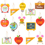 WATINC 31PCS Teacher Appreciation Wooden Ornaments, Graduation Celebration Hanging Pendants Decoration Thanksgiving Party Favor, End of The Year Back to School Present for Classroom Decor (10 Styles)