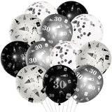 WATINC 36Pcs 30th Black and Silver Latex Balloons for Teens Men Women, 30 Year Old Birthday Confetti Balloon Party Decor, Anniversary Party Photography Backdrop Favor Supplies Decoration (12 Inch)