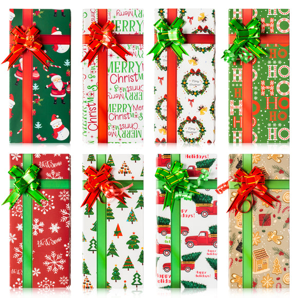 WATINC 36Pcs Christmas Paper Gift Cards Boxes with Ribbons Santa Claus Gingerbread Man Wreath Xmas Card Holders Decorative Wrapped Candy Treat Present Box for Party Favors Supplies Decorations