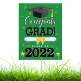 WATINC Graduation Yard Sign with Metal Stakes Congrats Grad Class of 2022 Double Sided Printing Waterproof Green Lawn Signs Party Decorations Supplies Photo Props for Outdoor Garden 11.8 x 16.9 Inch