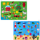 WATINC 2Pack Under The Sea & Farm Animals Felt Story Board Farmhouse Domestic Livestock Ocean Creatures Mermaid Shark Storytelling Preschool Early Learning Play Kit Wall Hanging Gift for Toddlers Kids