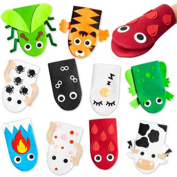 WATINC Passover 10 Plagues Puppets Lice Frog Cattle Wild Animals Felt Sock Hand Puppet with Moveable Mouth Jewish Celebration Festival Party Supplies Religious Storytelling Role Play Gifts for Kids