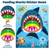 WATINC 36pcs Shark Party Sticker Game, Pin The Marine Organism On The Shark Poster for Kids Birthday Party Game, Shark Theme Party Favors Supplies for Kids, Under The Sea Ocean Party Decoration