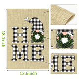 WATINC Home Gnome Garden Flag Sweet Home Burlap Yard Sign Vertical Double Sided Black White Buffalo Check Plaid Wreath Gnome Spring Summer Party Decorations Supplies for Indoor Outdoor 12.6 x 18.1 In