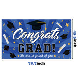 WATINC Graduation Background Banner 78" x 45" Extra Large and Blue Black Backdrop Congrats Grad We are Proud of You Cap Diploma Party Decorations Supplies for Indoor Outdoor Photo Booth Props