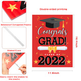 WATINC Graduation Yard Sign with Metal Stakes Congrats Grad Class of 2022 Double Sided Printing Waterproof Red Lawn Signs Party Decorations Supplies Photo Props for Outdoor Garden 11.8 x 16.9 Inch