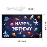 WATINC Outer Space Happy Birthday Backdrop Banner Solar System Banners 78.7” x 45.3” Extra Large Universe Planets Backdrops Rocket Astronaut Background Decorations for Indoor Outdoor Photo Booth Props