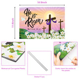 WATINC He is Risen Yard Sign with Metal Stakes Religious Easter Matthew 28:6 Jesus Cross Double Sided Waterproof Lawn Sign Christian Holiday Party Decorations Supplies Photo Props for Outdoor Garden