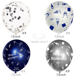 WATINC 36Pcs Navy Blue and Silver Happy Birthday Balloons, Sequin Confetti Latex Balloon Party Decor Photo Booth Prop Background Decoration for Kids Boy Girls Classroom Home Wall Baby Shower (12 Inch)