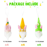 WATINC 12pcs Easter Gnome Felt Ornaments, Spring Easter Hanging Bunny Gnome Ornaments, Classic Styles of Easter Elf Felt Pendants, Plush Bunny Gnome for Easter Basket Egg Fillers, Easter Favor Gifts