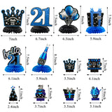WATINC 12pcs 21st Birthday Centerpieces for Tables, Blue Black Silver Cheers to 21 Years Old Honeycomb Table Topper Decoration, Hello 21 Happy 21st Birthday Party Decorations Supplies for Boys Girls
