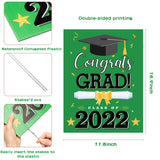 WATINC Graduation Yard Sign with Metal Stakes Congrats Grad Class of 2022 Double Sided Printing Waterproof Green Lawn Signs Party Decorations Supplies Photo Props for Outdoor Garden 11.8 x 16.9 Inch