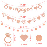 WATINC 3pcs Engaged Banner, Diamond Ring Bunting and Circle Dots Garland for Engagement Party Decorations, Bachelorette Party Favors Supplies, Rose Gold Glitter Wedding Bridal Shower Decor for Mantle