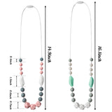 WATINC 2pcs Baby Teething Necklace for Mom, Silicone Teething Necklace for Baby, Sensory Nursing Teether Necklace Chewable Jewelry Beads, Teething Beads Sensory Chew Necklaces (Pink, Green White)