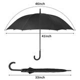 WATINC 10 Pack Parties Events Black Stick Umbrellas Large Canopy Umbrella Auto Open Windproof with Black European J Hook Handle Outdoor Umbrella 46 Inch