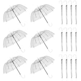 WATINC 18 Pack 46 Inch Clear Bubble Umbrella Large Canopy Transparent Stick Umbrellas Auto Open Windproof with European J Hook Handle Outdoor Wedding Style Umbrella for Adult