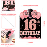 WATINC Happy 16th Birthday Yard Sign Double Sided Printing Large Waterproof Rose Gold Lawn Signs with Metal Stakes Sweet Sixteen Glittery Birthday Party Decorations for Girls Outdoor 11.8 x 16.9 Inch