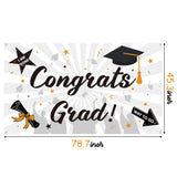 WATINC Graduation Background Banner 78" x 45" Extra Large Backdrops Congrats Grad Congratulations I Am Done Diploma Way to Go Party Decorations Supplies for Indoor Outdoor Photo Booth Props