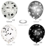 WATINC 36Pcs 30th Black and Silver Latex Balloons for Teens Men Women, 30 Year Old Birthday Confetti Balloon Party Decor, Anniversary Party Photography Backdrop Favor Supplies Decoration (12 Inch)