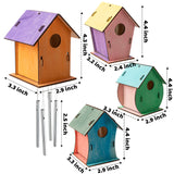 WATINC 4 Sets DIY Bird House Chime Kits for Kids Build and Paint Unfinished Wooden Art Birdhouses Preschool Classroom Painting Kits Activities Party Gifts Hanging Decorations for Window Outside