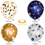 WATINC 36Pcs 16th Navy Blue and Gold Latex Balloons for Teens Boys Girls, 16 Year Old Birthday Confetti Balloon Party Decor, Anniversary Party Photography Backdrop Favor Supplies Decoration (12 Inch)