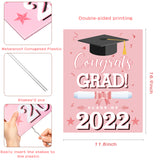 WATINC Graduation Yard Sign with Metal Stakes Congrats Grad Class of 2022 Double Sided Printing Waterproof Rose Gold Lawn Signs Party Decorations Supplies Photo Props for Outdoor Garden 11.8 x 16.9 In