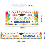 WATINC 2pcs Preschool Graduation Backdrop Banner, Kindergarten Congrats Grad Graduation Class of 2022 Background Decor, School Prom Celebration Graduate Party Photography Supplies Decoration for Kids