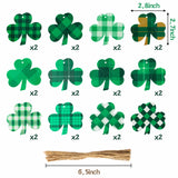 WATINC 25 Pack Clover Wooden Ornament, Classic Styles of St. Patrick’s Day Hanging Wooden Pendant, Clover Shaped Cutouts Tree Pendant for Celebrate Irish Day Party,Saint Patty’s Day Home Hanging Decor