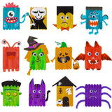 WATINC 12pcs Halloween DIY Craft Supplies Kit for Kids, Creative Making Craft Art for Classroom or Home, Rainbow Colored Natural Wood Craft Stick with Googly Eyes DIY Art Supplies for Art Decoration