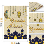 WATINC Ramadan Mubarak Garden Flag Welcome Ramadan Kreen House Flags Eid Mubarak Decorative Burlap Seasonal Flag with Double Sided Moon Lamp Decor for Indoor Outdoor Yard Decorations 18.2 x 12.4 In