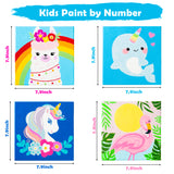 WATINC 4 Pack Cartoon Paint by Number for Adults DIY Animals Painting by Numbers Kit with Wooden Frame Hooks Cartoon Acrylic Paint Canvas Oil Painting Art Projects Classroom Supplies for Home Decors