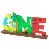 WATINC Roar One Wooden Table Decoration for 1st Baby Boy Birthday Party, Detachable Wooden Centerpiece Sign for Dinosaur Theme Party Supplies, Colourful Ornament for Summer Holiday Party Photo Props